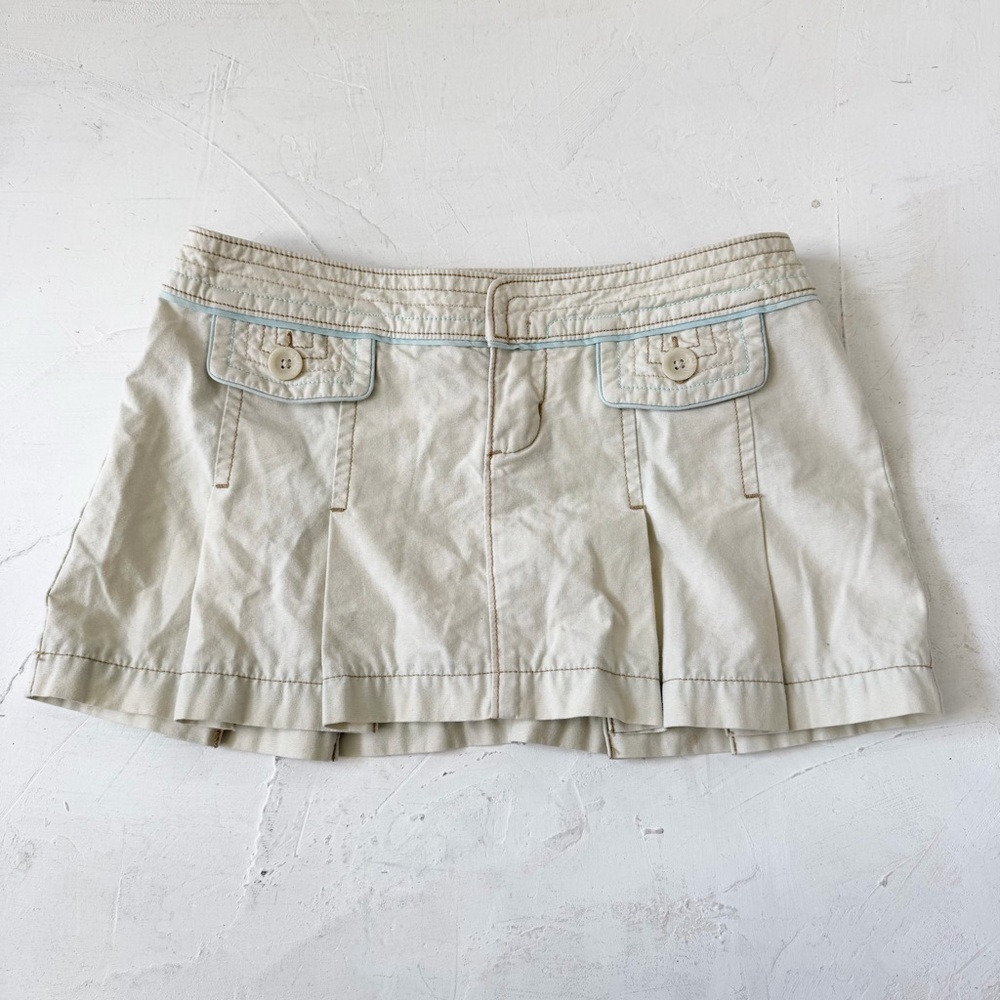 Abercrombie & Fitch Vintage Y2K Pleated Khaki Skirt 100% Cotton Low Rise Size 00